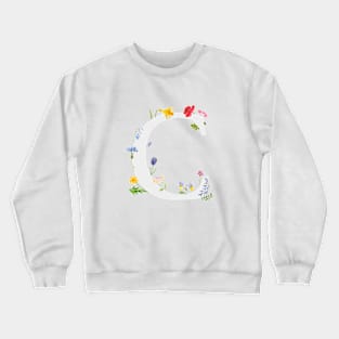 botanical monogram alphabet C wildflowers Crewneck Sweatshirt